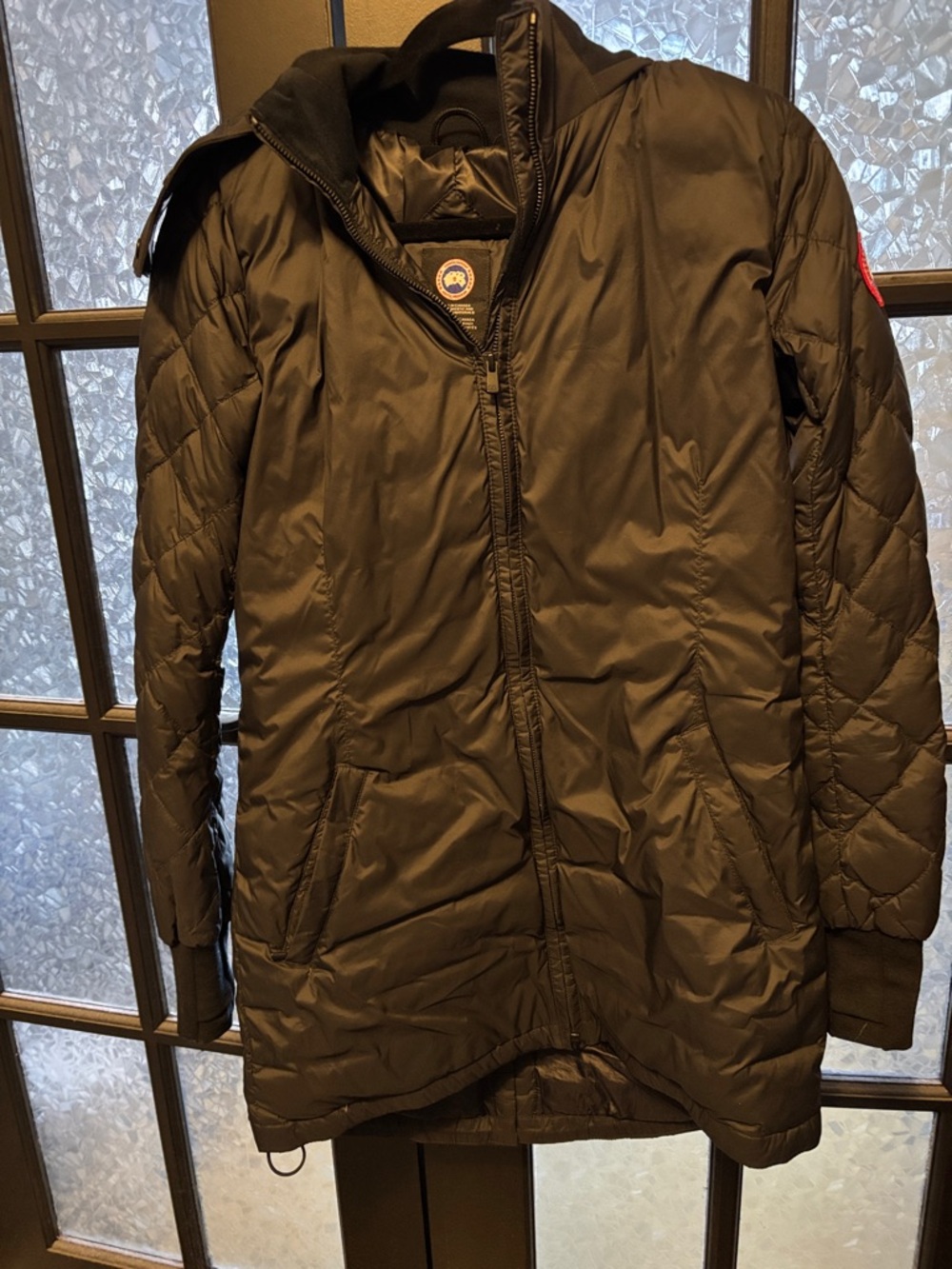 Canada Goose Black Quilted-Sleeve Hooded Puffer Coat